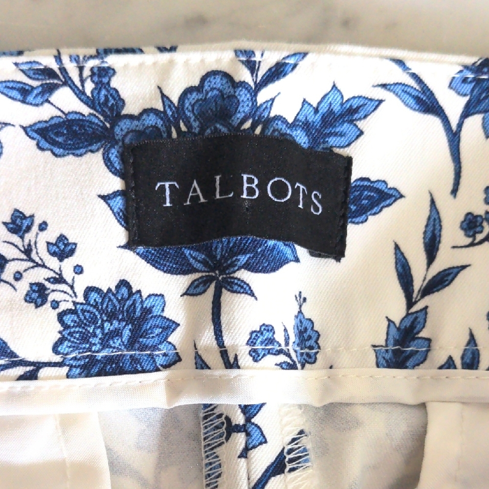 Talbots Blue and White Floral Fabric